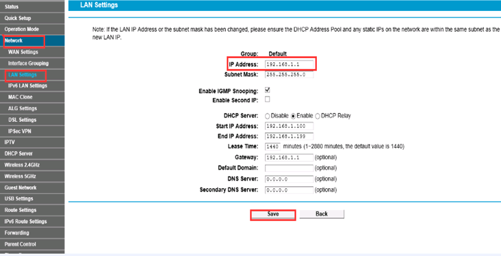 how to change ip address tp link