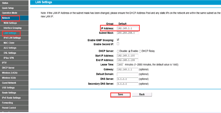 how to change ip on router