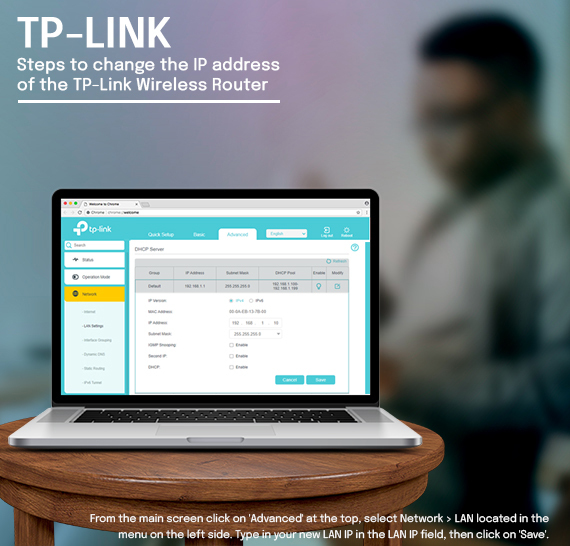 Steps to change the IP address of the TP-Link Wireless Router
