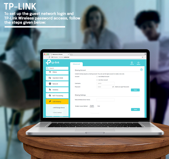 To set up the guest network login and TP-Link Wireless password access, follow the steps given below: